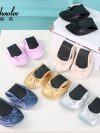 Aohaolee Woman PU Ballerina Fitness Ballet Flats Foldable Shoes Portable Ballet Dancers Comfortable Ballroom Women Shoes