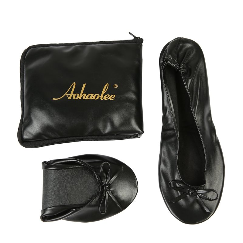 Aohaolee Woman PU Ballerina Fitness Ballet Flats Foldable Shoes Portable Ballet Dancers Comfortable Ballroom Women Shoes - Image 4