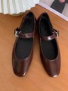 Mary Jane Ballet flats Shoes For Women 2023 Designer Black Leathe Shoes High Quality Slip on Shoes Woman Size 43