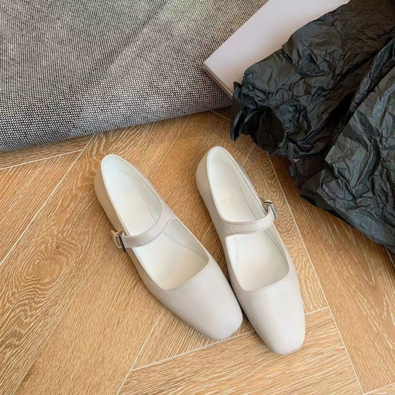 Mary Jane Ballet flats Shoes For Women 2023 Designer Black Leathe Shoes High Quality Slip on Shoes Woman Size 43 - Image 2
