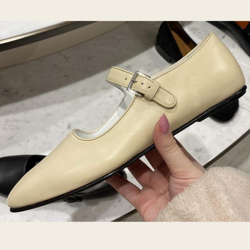 Mary Jane Ballet flats Shoes For Women 2023 Designer Black Leathe Shoes High Quality Slip on Shoes Woman Size 43 - Image 3