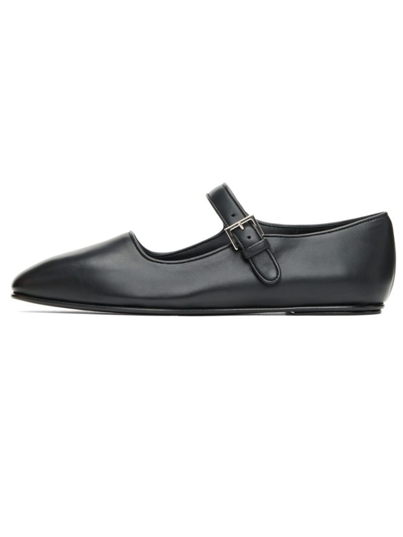 Mary Jane Ballet flats Shoes For Women 2023 Designer Black Leathe Shoes High Quality Slip on Shoes Woman Size 43 - Image 6