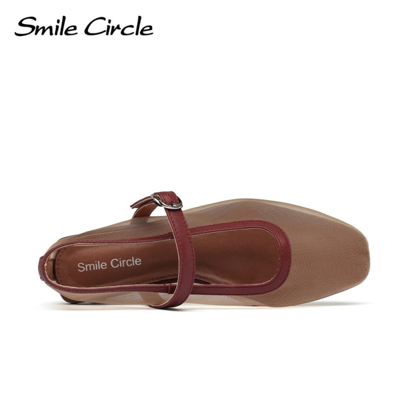 Smile Circle Mesh Mary Jane Women's Ballet Flat Shoes - Image 5