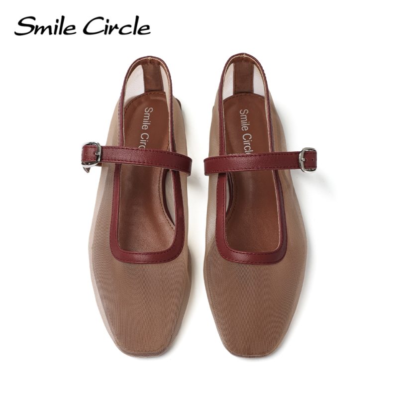 Smile Circle Mesh Mary Jane Women's Ballet Flat Shoes - Image 6