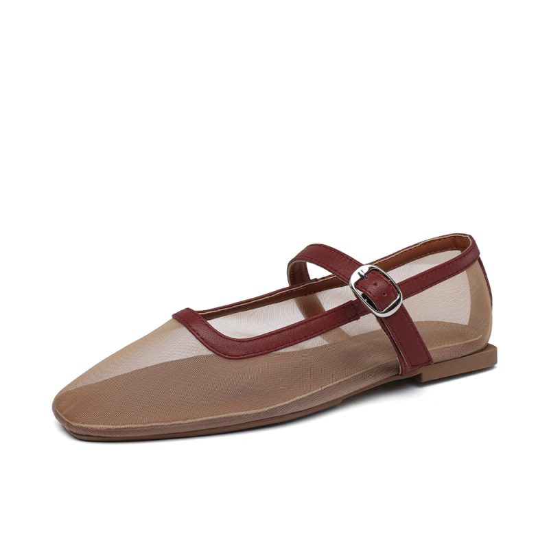 Smile Circle Mesh Mary Jane Women's Ballet Flat Shoes - Image 7
