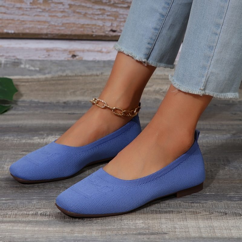 Autumn 2023 New Outwear Solid Color Oversized Shallow Cut Shoes Women's Knitted Comfort Flat Shoes Women Zapatos De Mujer - Image 2