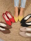 Pointed Toe Flat Shoes Women Solid Color Knitted Slip on Shoes Casual Breathable Ballet Flats Women Loafers Comfort Ladies Shoes