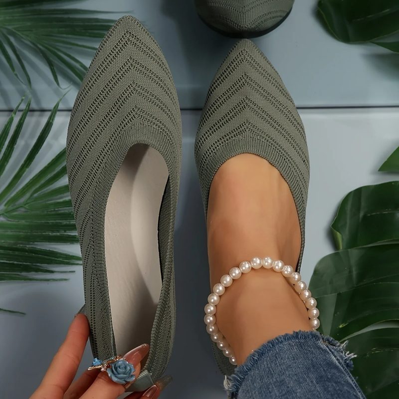 Pointed Toe Flat Shoes Women Solid Color Knitted Slip on Shoes Casual Breathable Ballet Flats Women Loafers Comfort Ladies Shoes - Image 7