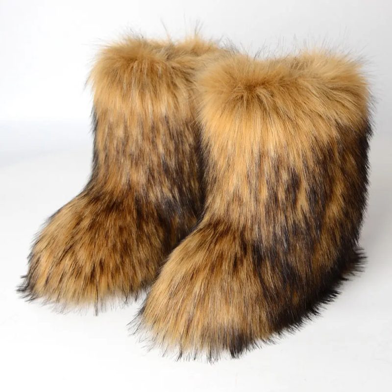 Winter Shoe Women's Winter Fluffy Faux Fox Fur Boots Woman Plush Warm Snow Boots Luxury Footwear Girls' Furry Fur Bottes Fashion - Image 4