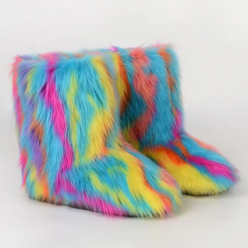 Winter Shoe Women's Winter Fluffy Faux Fox Fur Boots Woman Plush Warm Snow Boots Luxury Footwear Girls' Furry Fur Bottes Fashion - Image 6