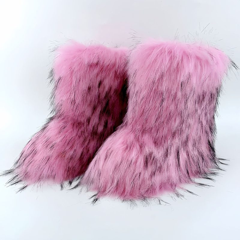 Winter Shoe Women's Winter Fluffy Faux Fox Fur Boots Woman Plush Warm Snow Boots Luxury Footwear Girls' Furry Fur Bottes Fashion - Image 13