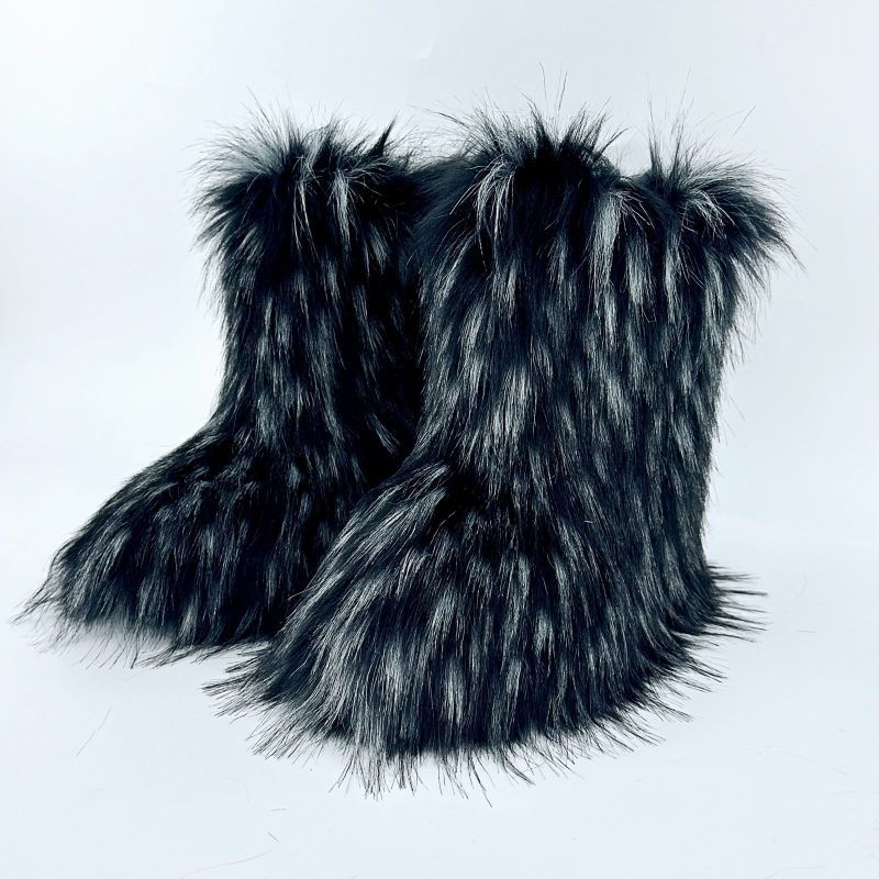 Winter Shoe Women's Winter Fluffy Faux Fox Fur Boots Woman Plush Warm Snow Boots Luxury Footwear Girls' Furry Fur Bottes Fashion - Image 14