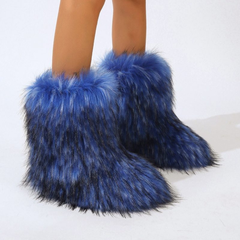 Winter Shoe Women's Winter Fluffy Faux Fox Fur Boots Woman Plush Warm Snow Boots Luxury Footwear Girls' Furry Fur Bottes Fashion - Image 15