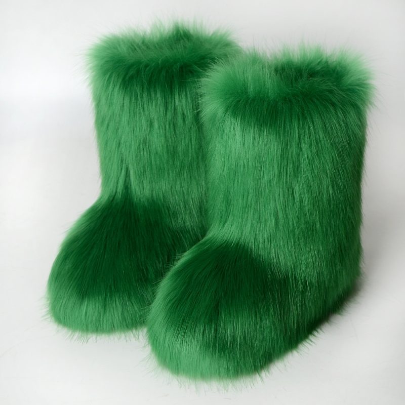 Winter Shoe Women's Winter Fluffy Faux Fox Fur Boots Woman Plush Warm Snow Boots Luxury Footwear Girls' Furry Fur Bottes Fashion - Image 16