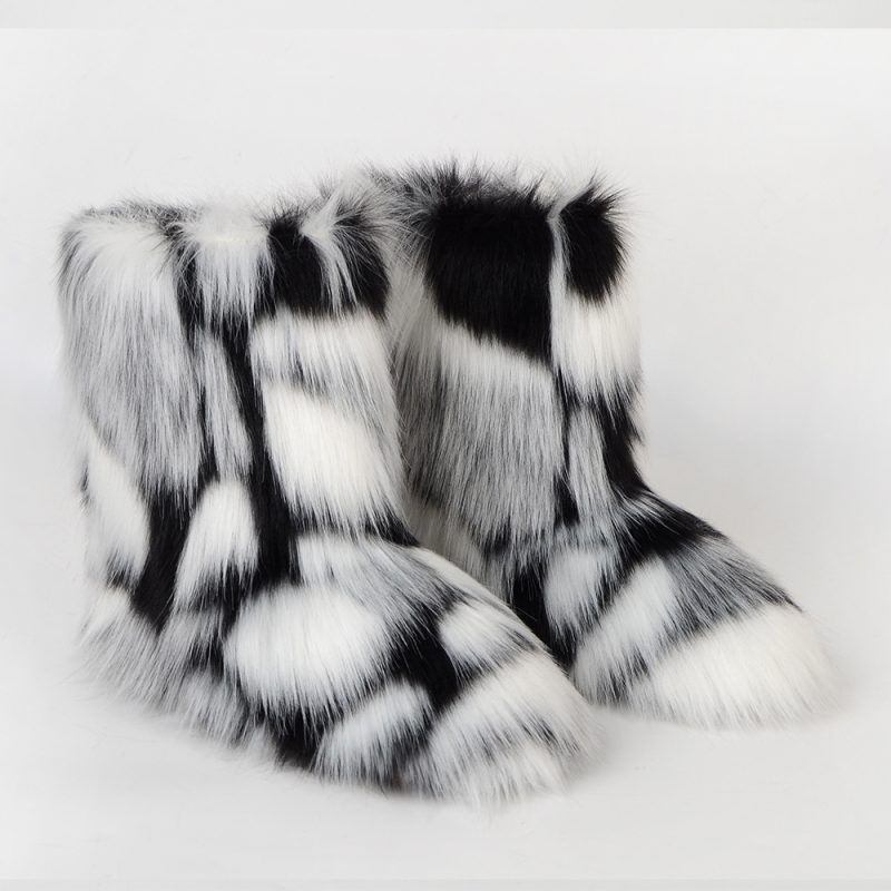 Winter Shoe Women's Winter Fluffy Faux Fox Fur Boots Woman Plush Warm Snow Boots Luxury Footwear Girls' Furry Fur Bottes Fashion - Image 18