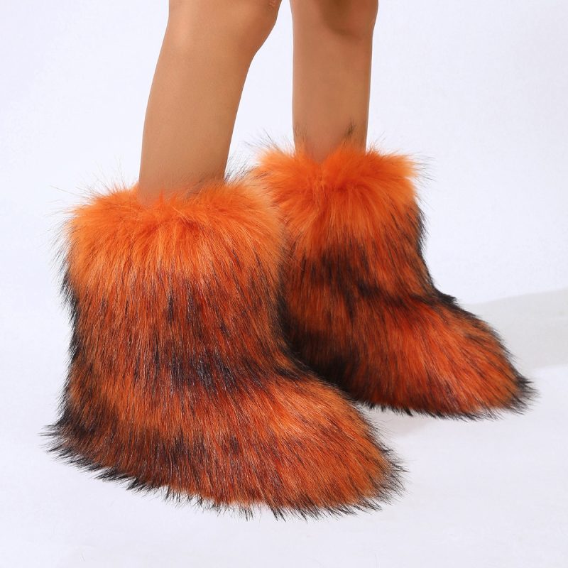 Winter Shoe Women's Winter Fluffy Faux Fox Fur Boots Woman Plush Warm Snow Boots Luxury Footwear Girls' Furry Fur Bottes Fashion - Image 20