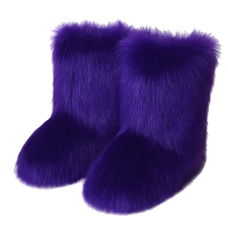 Winter Shoe Women's Winter Fluffy Faux Fox Fur Boots Woman Plush Warm Snow Boots Luxury Footwear Girls' Furry Fur Bottes Fashion - Image 22