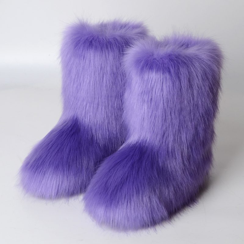 Winter Shoe Women's Winter Fluffy Faux Fox Fur Boots Woman Plush Warm Snow Boots Luxury Footwear Girls' Furry Fur Bottes Fashion - Image 23