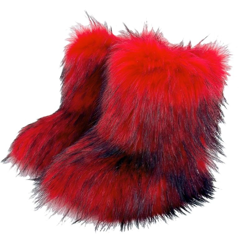 Winter Shoe Women's Winter Fluffy Faux Fox Fur Boots Woman Plush Warm Snow Boots Luxury Footwear Girls' Furry Fur Bottes Fashion - Image 24