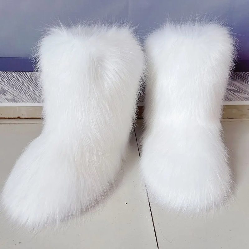 Winter Shoe Women's Winter Fluffy Faux Fox Fur Boots Woman Plush Warm Snow Boots Luxury Footwear Girls' Furry Fur Bottes Fashion - Image 26