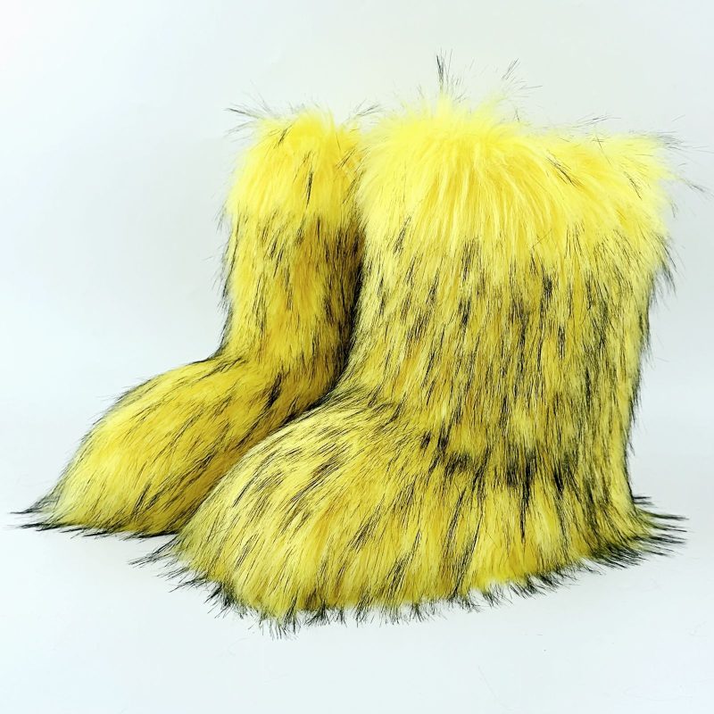 Winter Shoe Women's Winter Fluffy Faux Fox Fur Boots Woman Plush Warm Snow Boots Luxury Footwear Girls' Furry Fur Bottes Fashion - Image 27