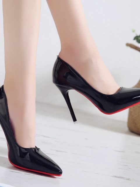 Plus Size Women Shoes Fashion Pointed Toe Platform Heels Patent Leather Dress High Heels Women Pumps Mary Jane Shoes Red Heels