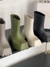 Luxury Women Boots Fashion Designer Boots Waterproof Non-slip Short Boot Square Toe Soft Leather Comfy Women Platform Rain Boots
