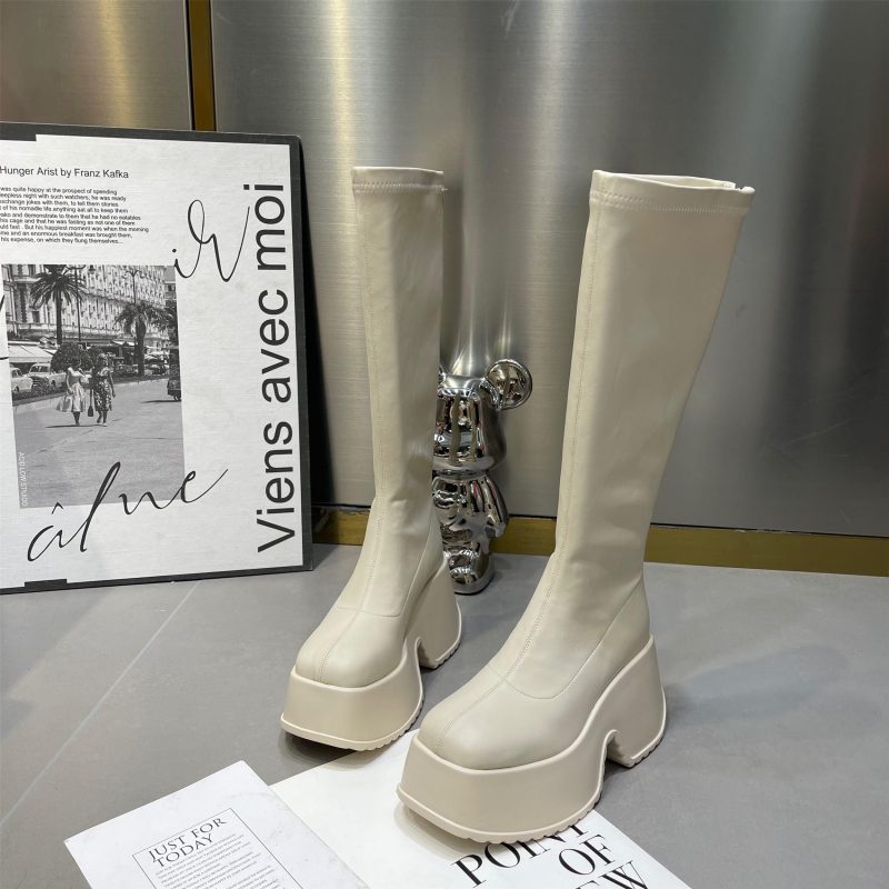Winter Comfort High Boots for Women Fashion Back Zip Long Boots Female Elegant Platform Shoes Lady Thick Bottom Knight Booties - Image 2