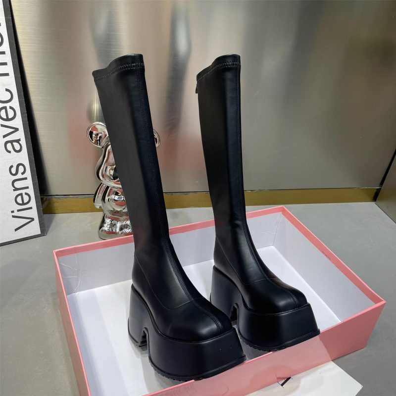 Winter Comfort High Boots for Women Fashion Back Zip Long Boots Female Elegant Platform Shoes Lady Thick Bottom Knight Booties - Image 4