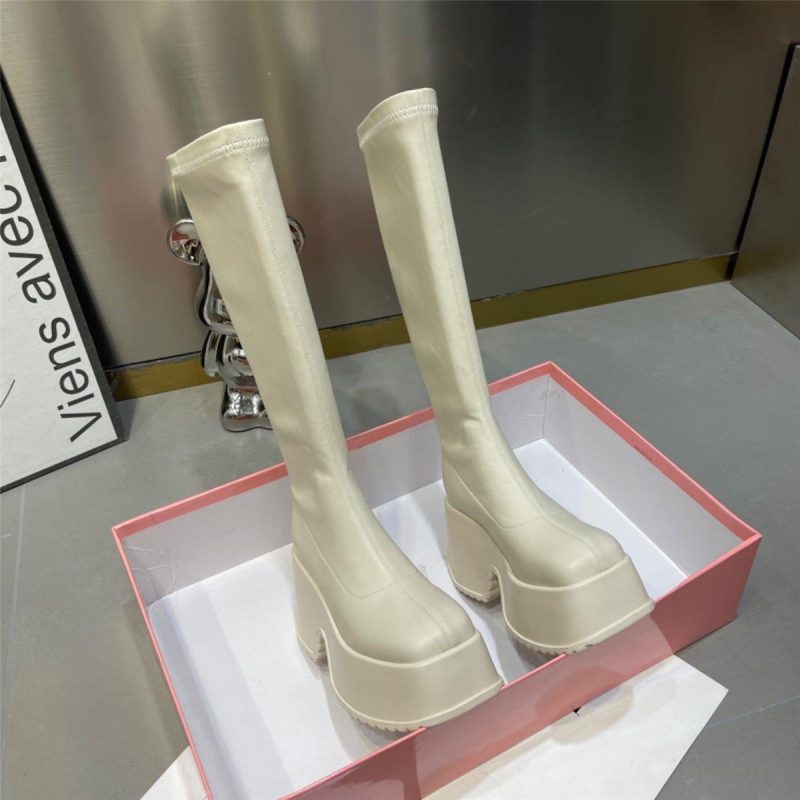 Winter Comfort High Boots for Women Fashion Back Zip Long Boots Female Elegant Platform Shoes Lady Thick Bottom Knight Booties - Image 5