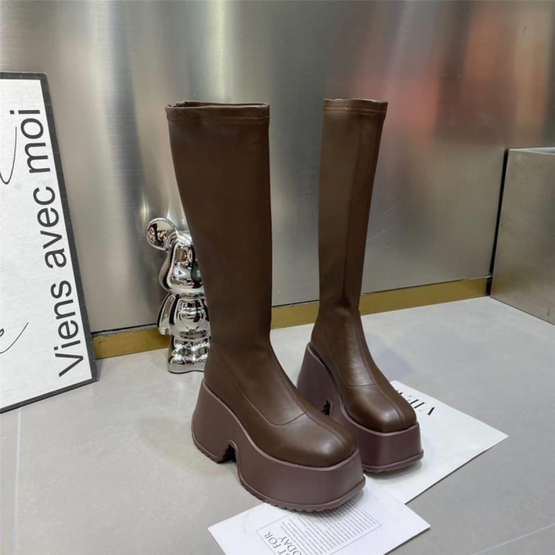 Winter Comfort High Boots for Women Fashion Back Zip Long Boots Female Elegant Platform Shoes Lady Thick Bottom Knight Booties - Image 7