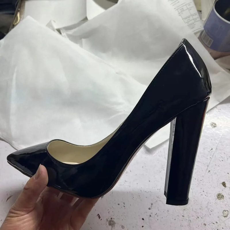Women's Pointed Toe Block Classic 12cm High Heels Slip on Thick Shoes Wedding Office Dress Chunky Lady Pumps Customized - Image 2