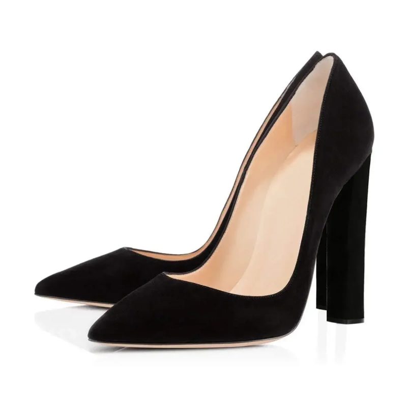 Women's Pointed Toe Block Classic 12cm High Heels Slip on Thick Shoes Wedding Office Dress Chunky Lady Pumps Customized - Image 4