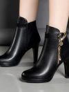 2023 New Fashion Women's Boots Autumn and Winter Ankle Boots Women's Round Toe Thin Heel Zipper Casual Women's Shoes