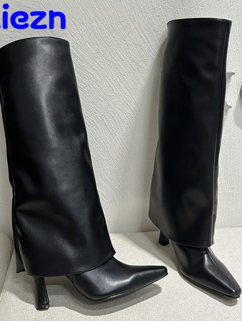 Ladies Modern Knee High Heels Boots Autumn Spring Fashion Slip On Female Pumps Footwear New Shoes 2025 Long Women Western Boots
