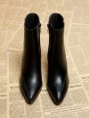 2024 Spring and Autumn New British Style Thin and Thin Women's Boots Pointed Toe Thin Side Zipper Black Nude Boots Women