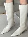 Fashion Women Knee High Boots Slip On Shoes Low Heels Pointe Toe Ladies Shoes Female Footwear Western Modern Long Boots