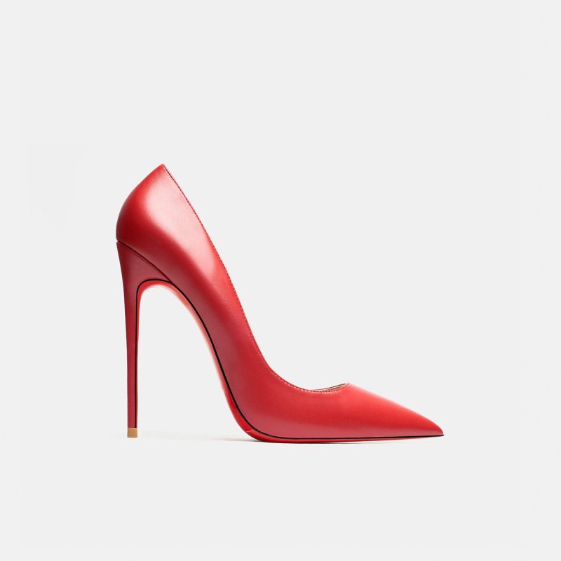 Women's Red Shiny Bottom High Heels Brand High Heels 12 cm Sexy Matte Party Pointed Wedding Shoes Shallow Mouth Single Shoes - Image 4