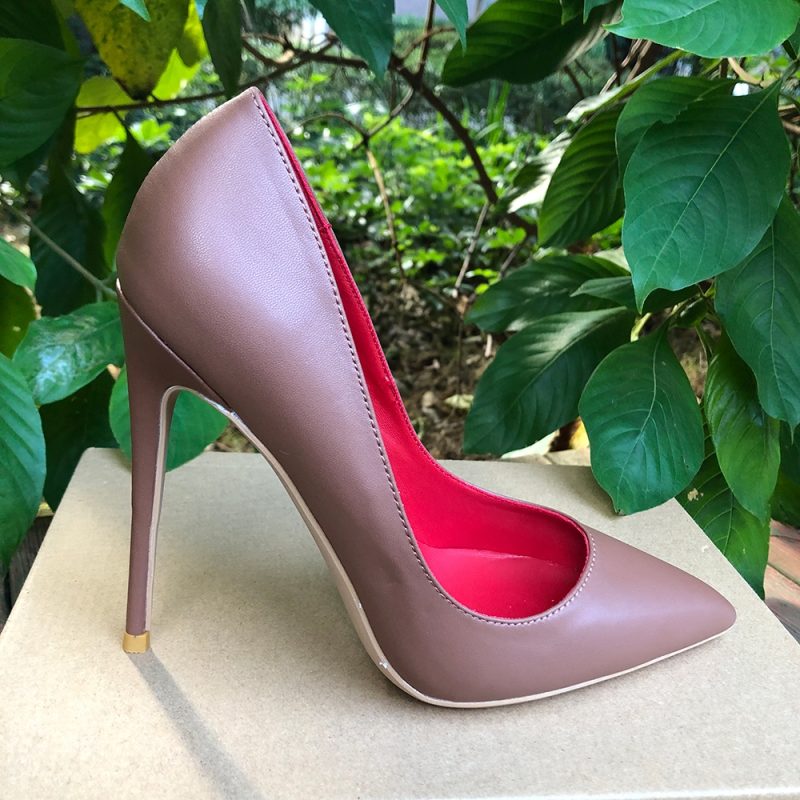 Tikicup Dark Brown Matte Women Pointy Toe Slip On High Heel Shoes Elegant Ladies Formal Dress Stiletto Pumps Plus Size 33-45 - Image 5