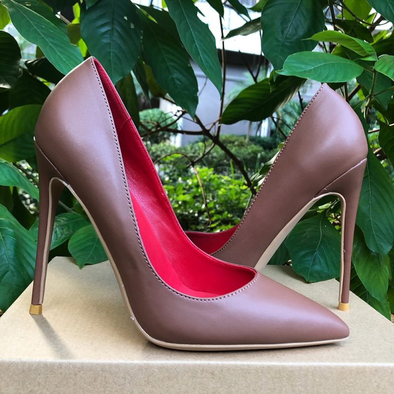 Tikicup Dark Brown Matte Women Pointy Toe Slip On High Heel Shoes Elegant Ladies Formal Dress Stiletto Pumps Plus Size 33-45 - Image 6