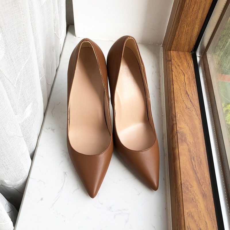 Tikicup Dark Brown Matte Women Pointy Toe Slip On High Heel Shoes Elegant Ladies Formal Dress Stiletto Pumps Plus Size 33-45 - Image 11