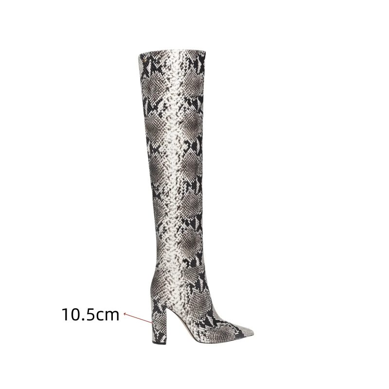 Ladies' Autumn and Winter Suede Thick High-heeled Oversized Knee High Boots, European and American Sexy Versatile Sleeve Boots - Image 7