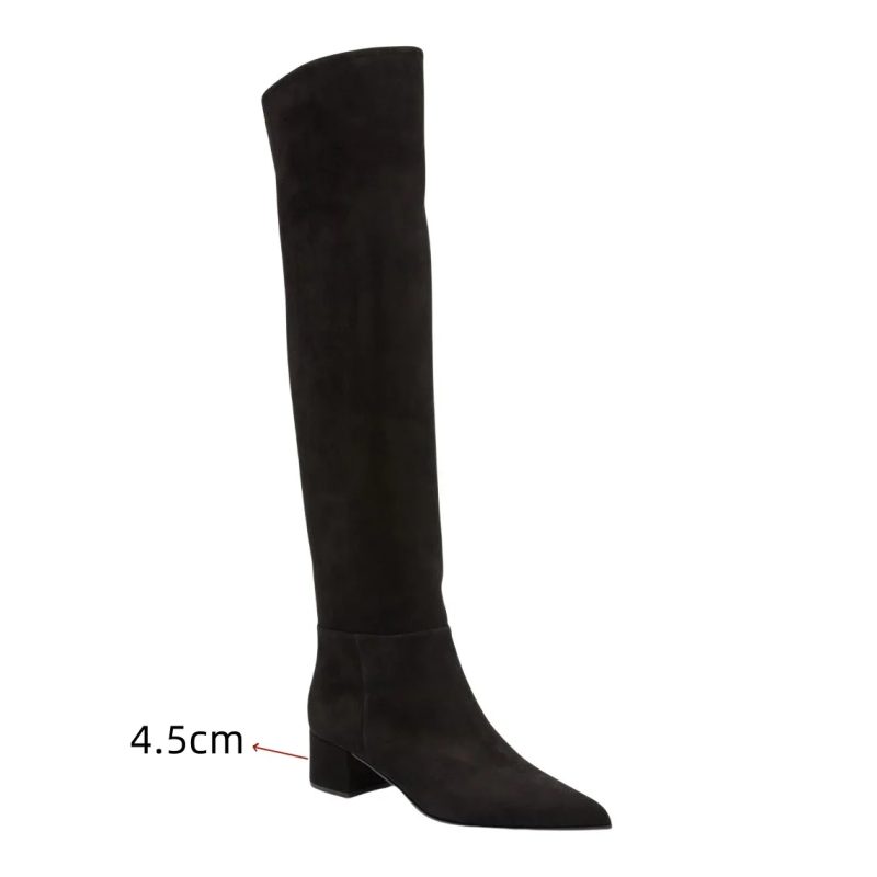 Ladies' Autumn and Winter Suede Thick High-heeled Oversized Knee High Boots, European and American Sexy Versatile Sleeve Boots - Image 10