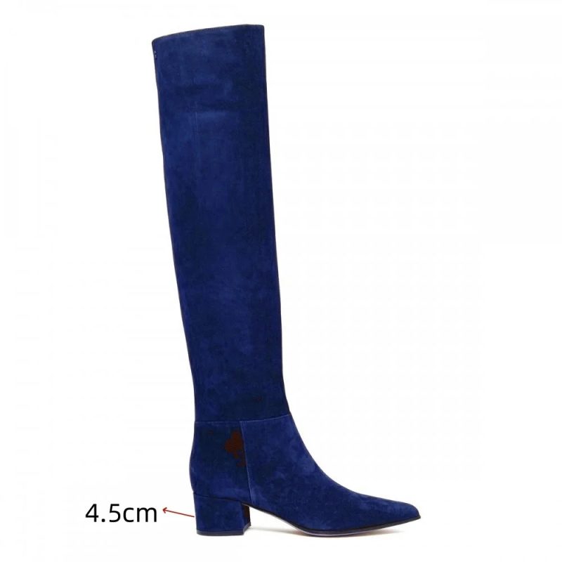 Ladies' Autumn and Winter Suede Thick High-heeled Oversized Knee High Boots, European and American Sexy Versatile Sleeve Boots - Image 13