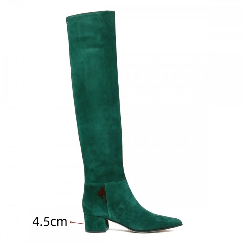 Ladies' Autumn and Winter Suede Thick High-heeled Oversized Knee High Boots, European and American Sexy Versatile Sleeve Boots - Image 14
