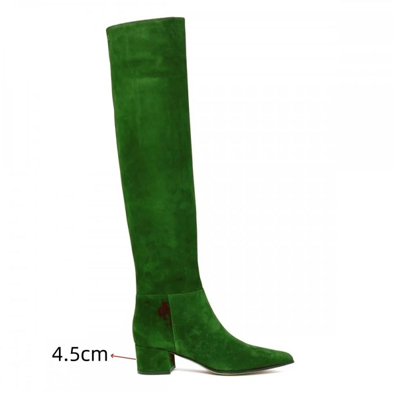 Ladies' Autumn and Winter Suede Thick High-heeled Oversized Knee High Boots, European and American Sexy Versatile Sleeve Boots - Image 15