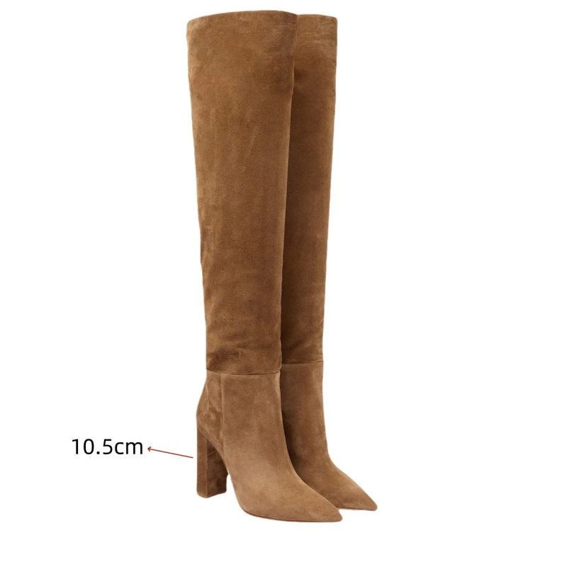 Ladies' Autumn and Winter Suede Thick High-heeled Oversized Knee High Boots, European and American Sexy Versatile Sleeve Boots - Image 20