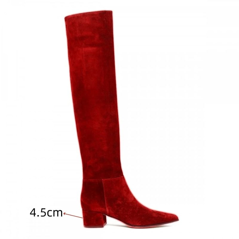 Ladies' Autumn and Winter Suede Thick High-heeled Oversized Knee High Boots, European and American Sexy Versatile Sleeve Boots - Image 22