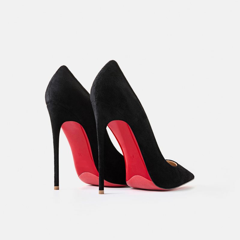 2025 Autumn New Women's High Heels Shoes Sexy Pointed Suede Red Shiny Bottom Pumps Fashionable Temperament Shallow Wedding Shoes - Image 2
