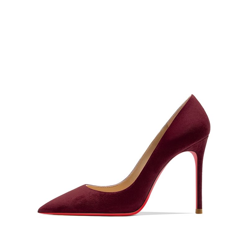 2025 Autumn New Women's High Heels Shoes Sexy Pointed Suede Red Shiny Bottom Pumps Fashionable Temperament Shallow Wedding Shoes - Image 19